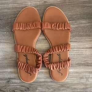 Free People Brown Ruffle Strap Sandals